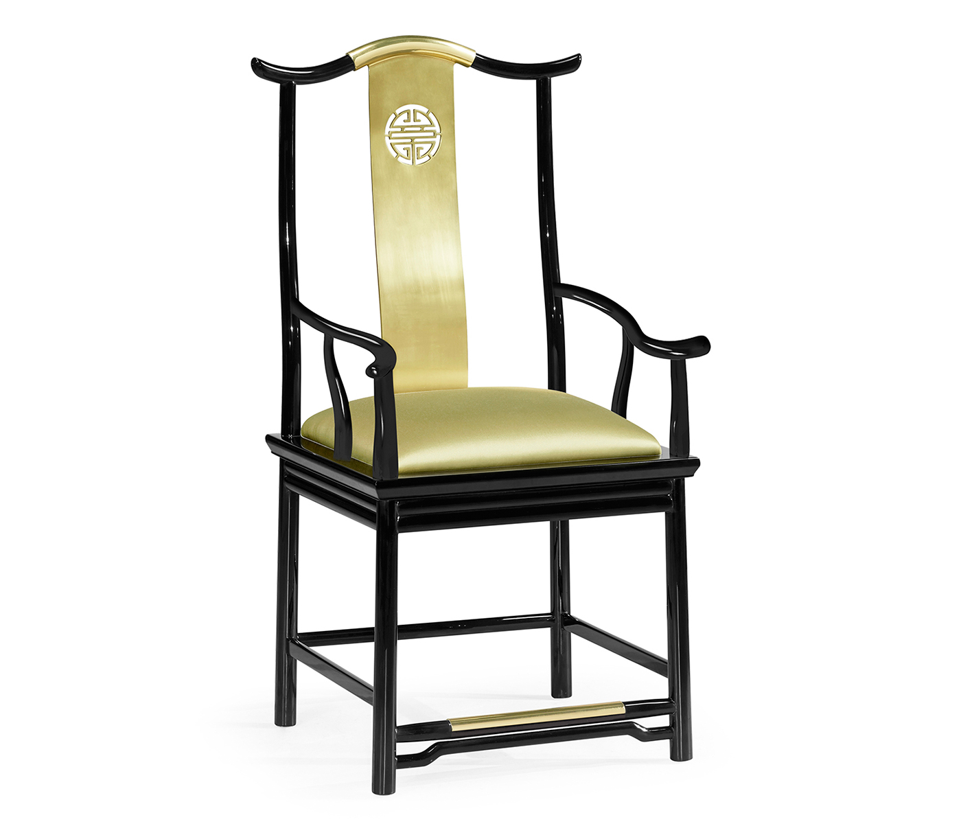 Fusion Black Gloss & Brass Dining Arm Chair
