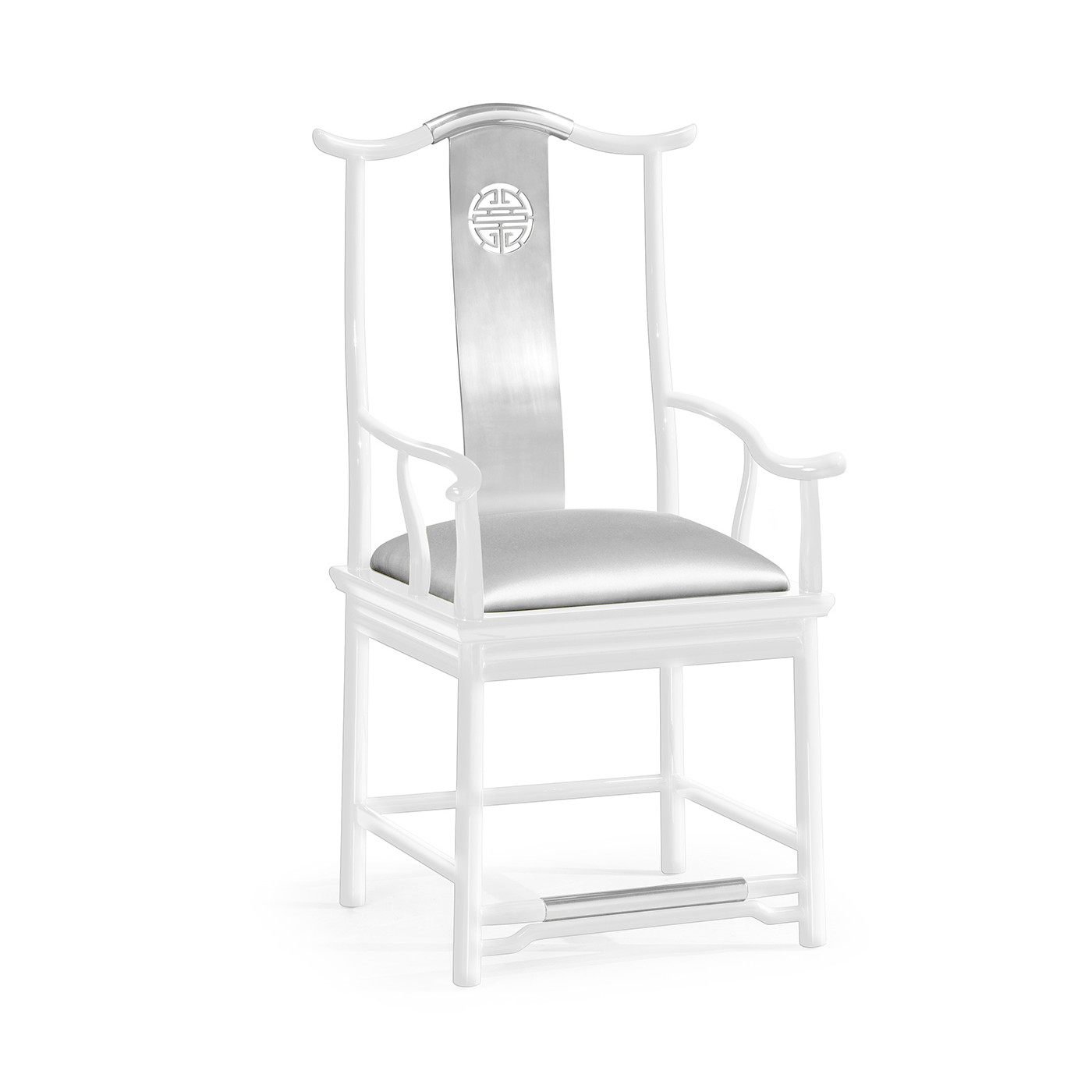 Fusion White Gloss & Stainless Steel Dining Arm Chair