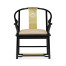 Fusion Rounded Black Gloss & Brass Dining Arm Chair