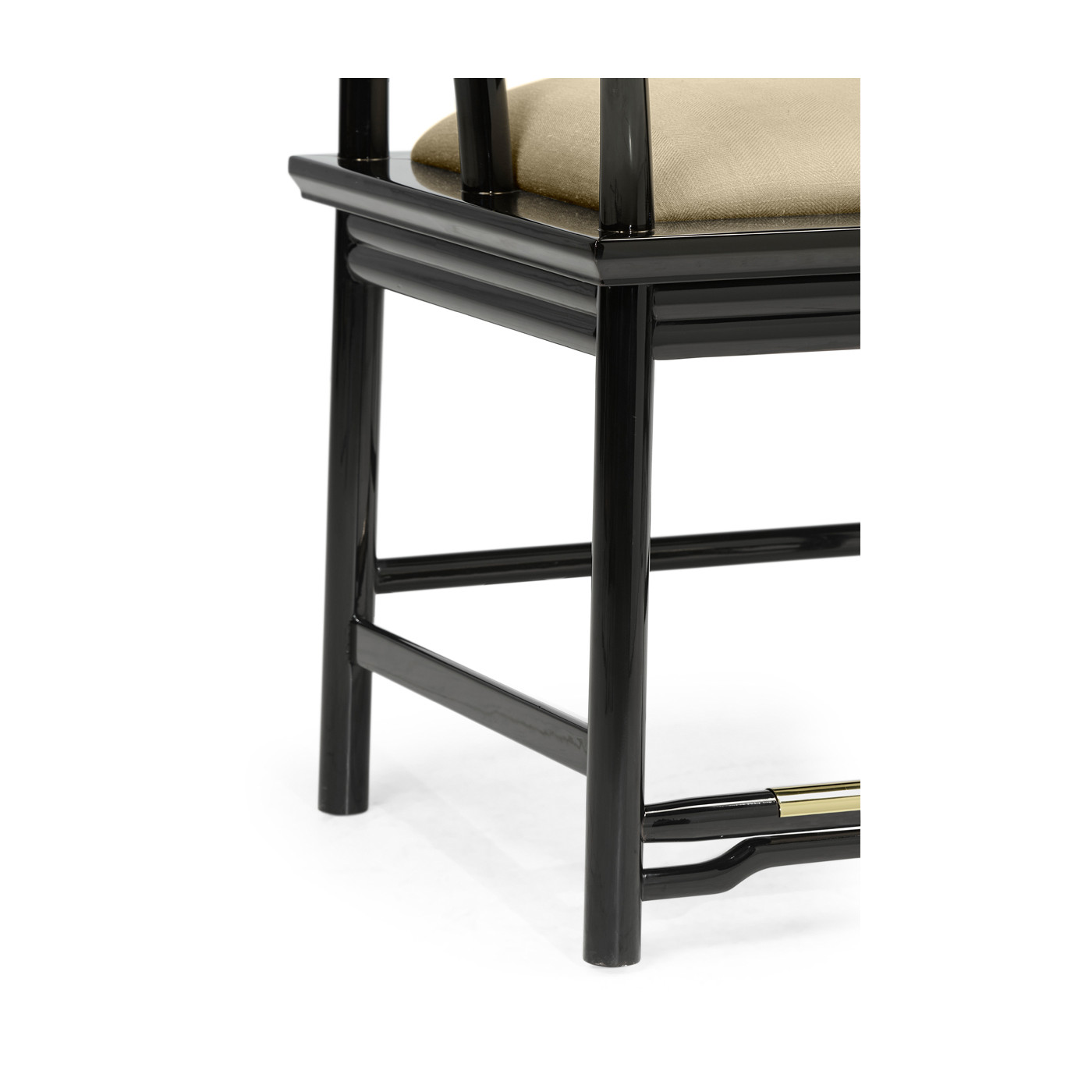 Fusion Rounded Black Gloss & Brass Dining Arm Chair