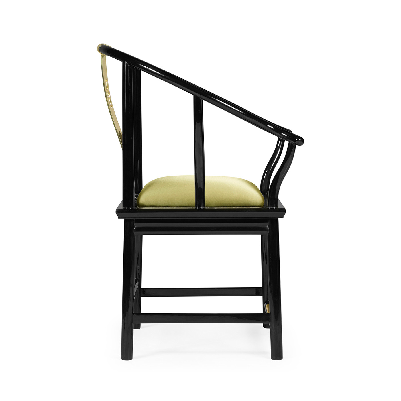 Fusion Rounded Black Gloss & Brass Dining Arm Chair