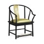 Fusion Rounded Black Gloss & Brass Dining Arm Chair