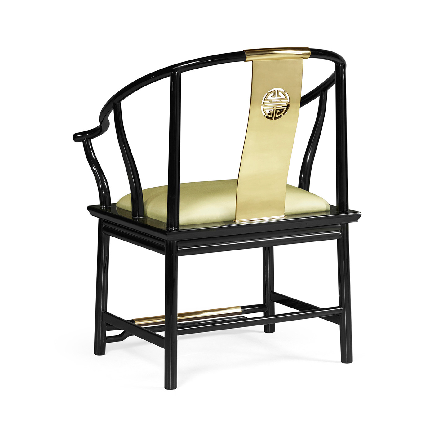 Fusion Rounded Black Gloss & Brass Dining Arm Chair