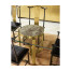 Fusion Rounded Black Gloss & Brass Dining Arm Chair