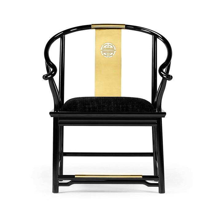 Fusion Rounded Black Gloss Dining Arm Chair