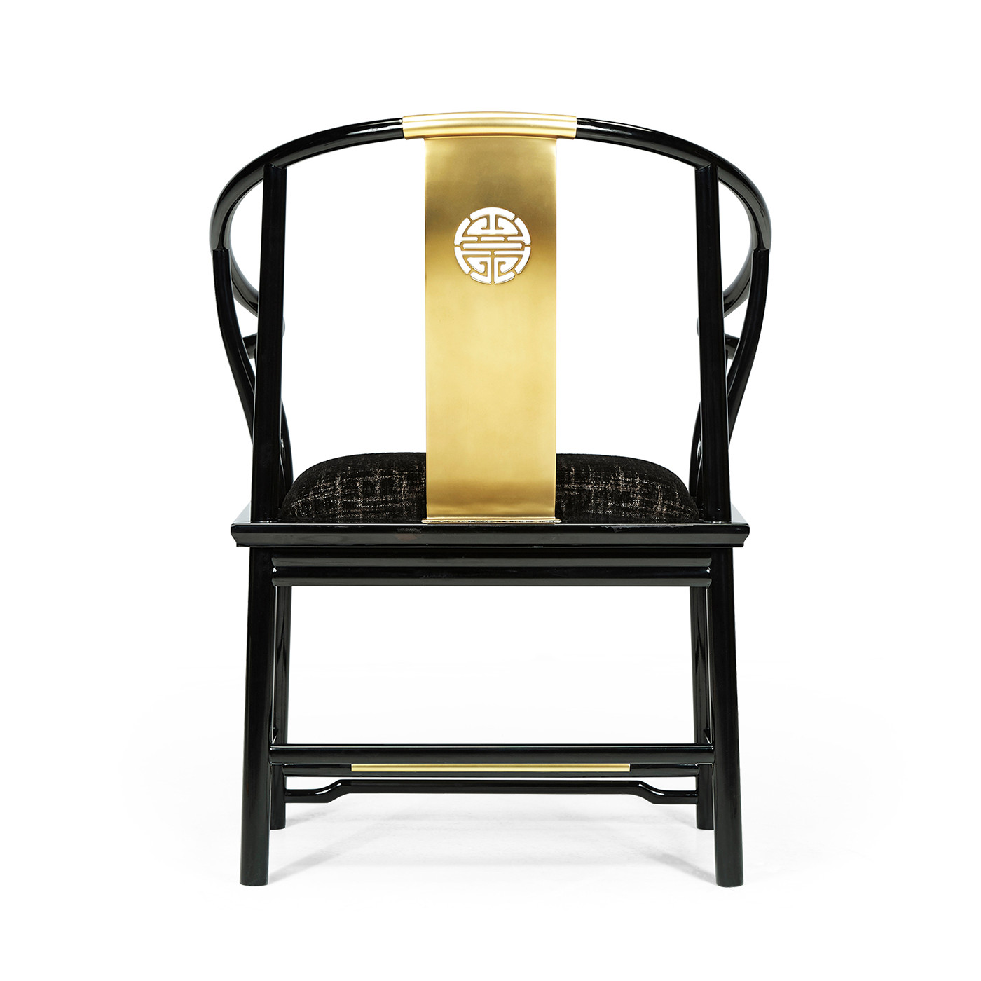 Fusion Rounded Black Gloss Dining Arm Chair