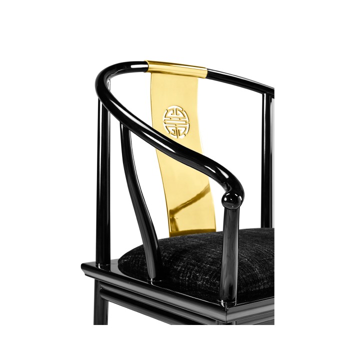Fusion Rounded Black Gloss Dining Arm Chair
