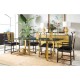 Fusion Rounded Black Gloss & Brass Dining Arm Chair