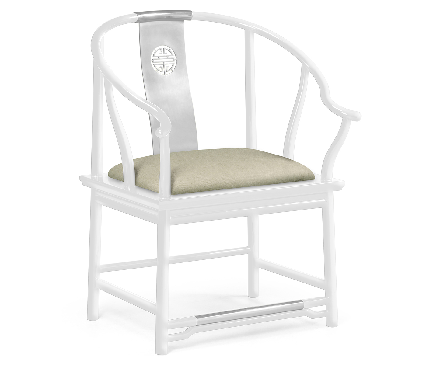 Fusion Rounded White Gloss & Stainless Steel Dining Arm Chair