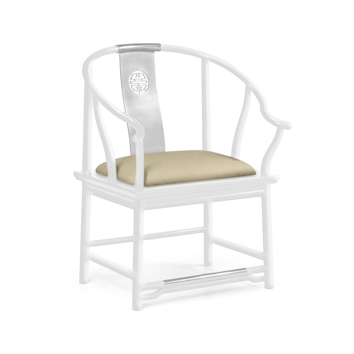 Fusion Rounded White Gloss & Stainless Steel Dining Arm Chair
