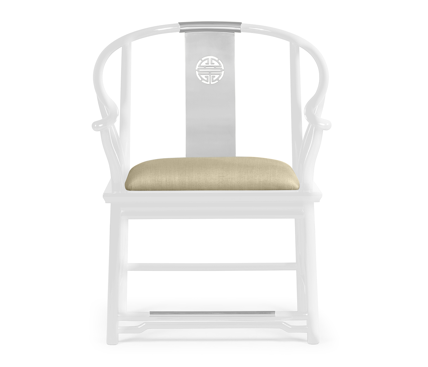 Fusion Rounded White Gloss & Stainless Steel Dining Arm Chair