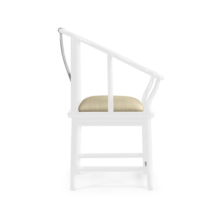 Fusion Rounded White Gloss & Stainless Steel Dining Arm Chair