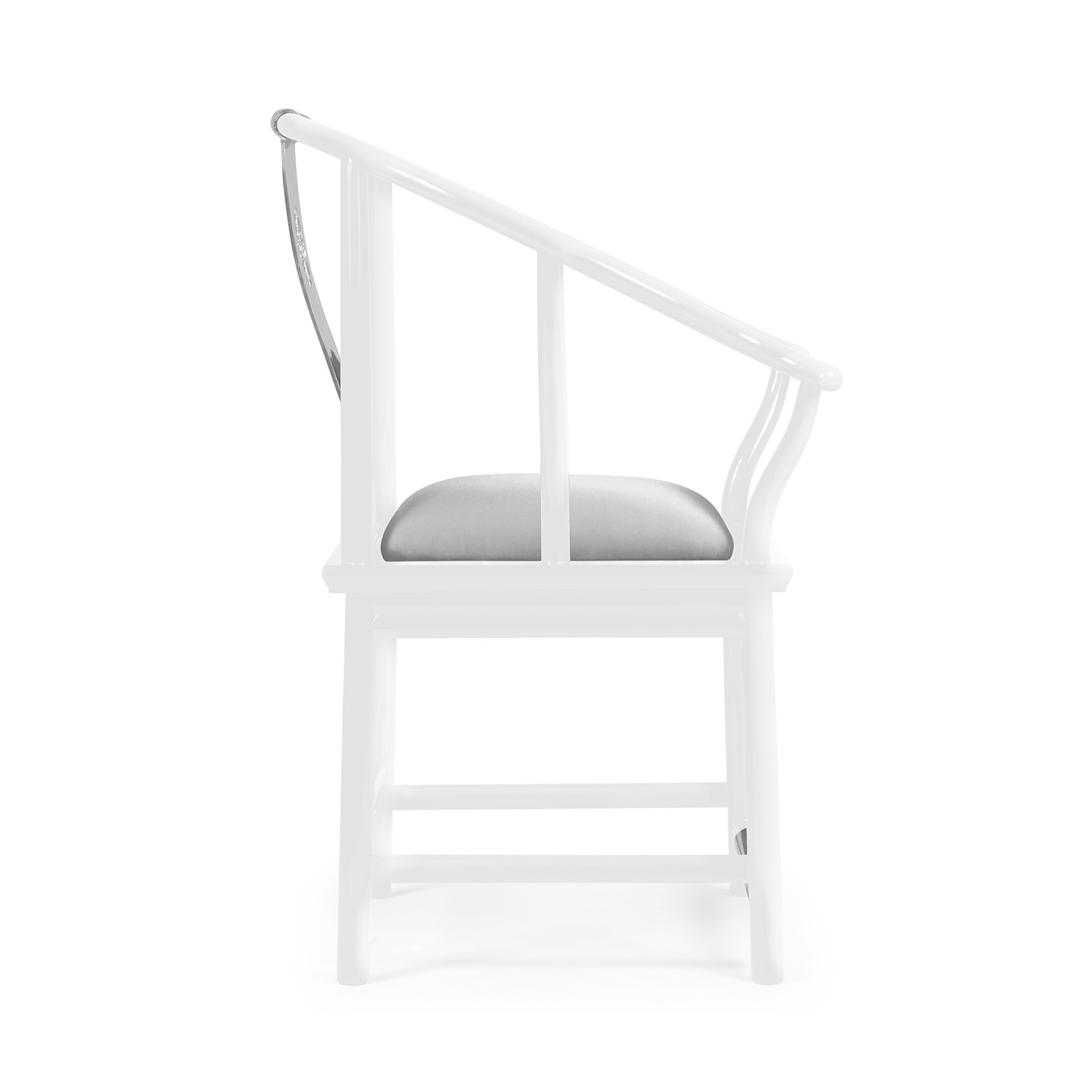 Fusion Rounded White Gloss & Stainless Steel Dining Arm Chair