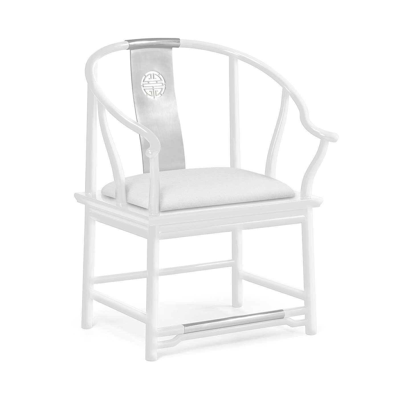 Fusion Rounded White Gloss & Stainless Steel Dining Arm Chair