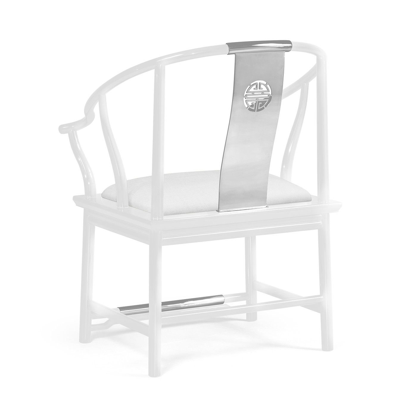Fusion Rounded White Gloss & Stainless Steel Dining Arm Chair