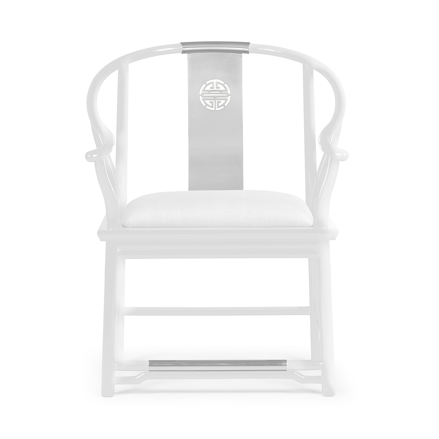 Fusion Rounded White Gloss & Stainless Steel Dining Arm Chair