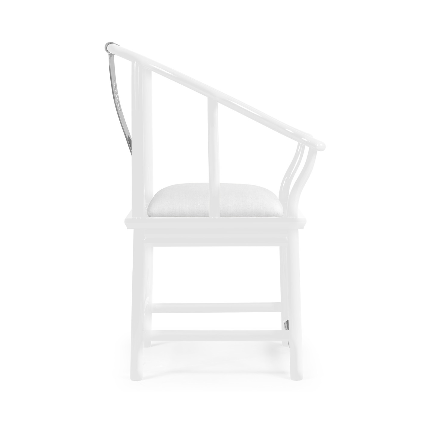 Fusion Rounded White Gloss & Stainless Steel Dining Arm Chair