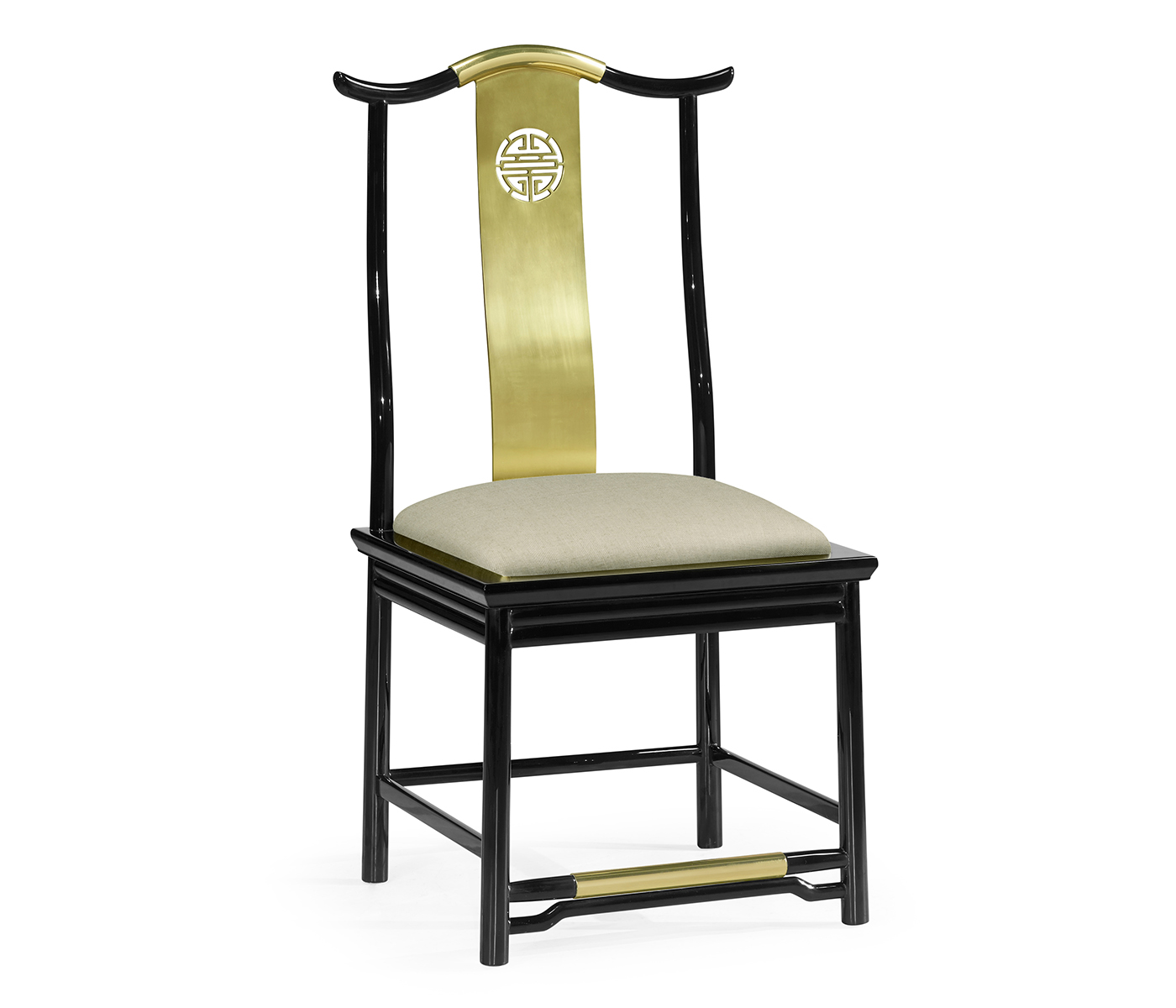 Fusion Black Gloss & Brass Dining Side Chair