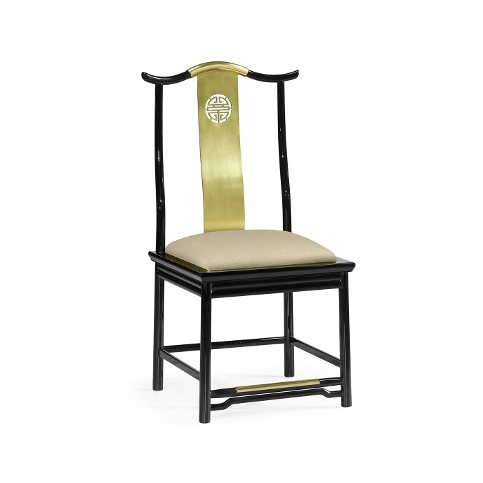 Fusion Black Gloss & Brass Dining Side Chair