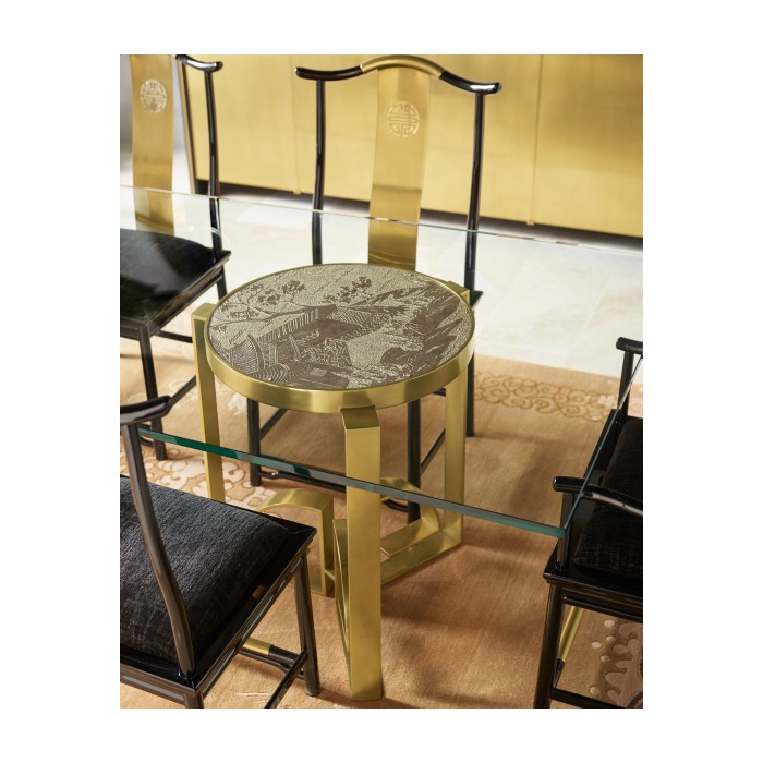Fusion Black Gloss & Brass Dining Side Chair