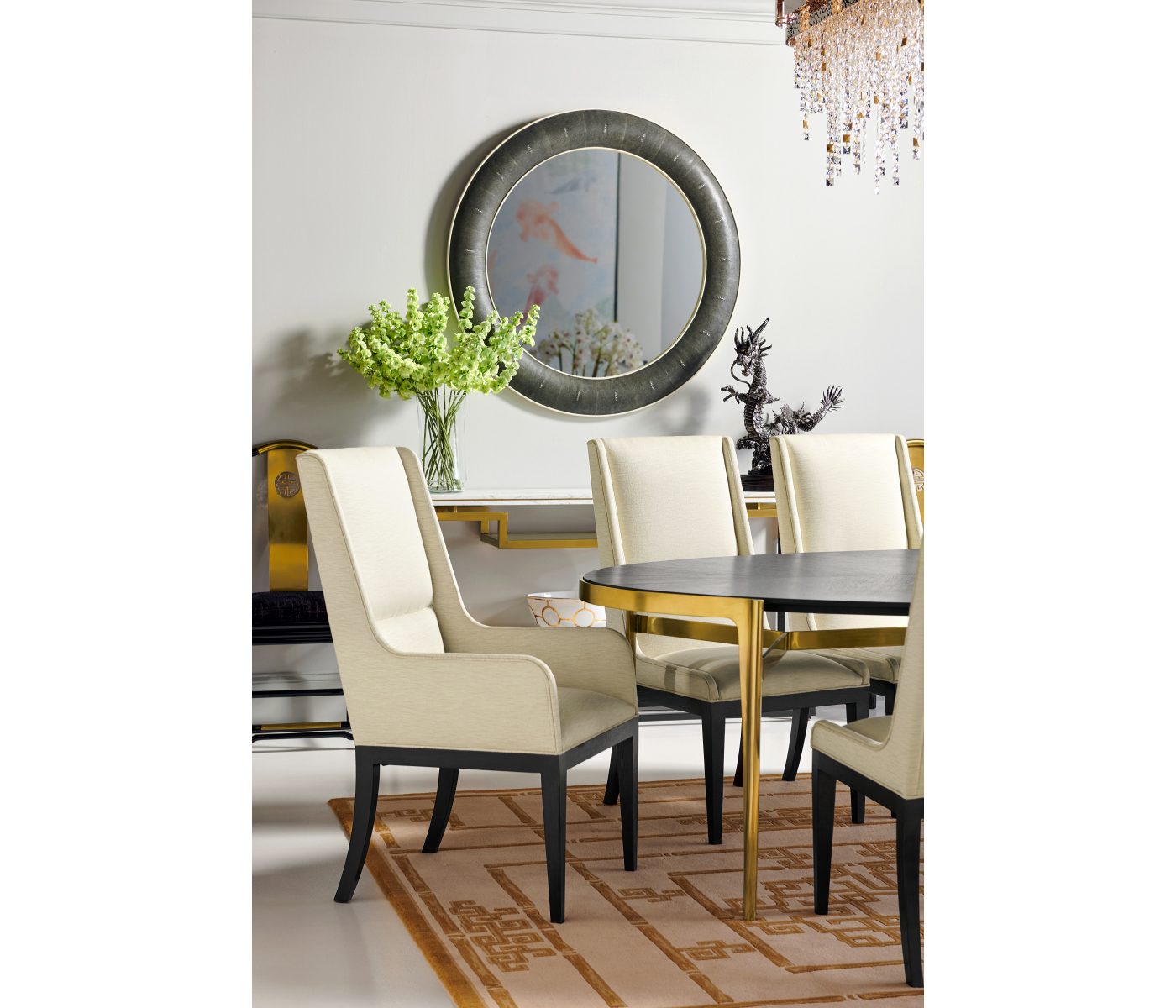 Fusion Black Gloss & Brass Dining Side Chair