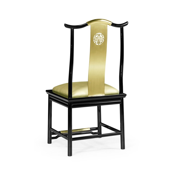 Fusion Black Gloss & Brass Dining Side Chair