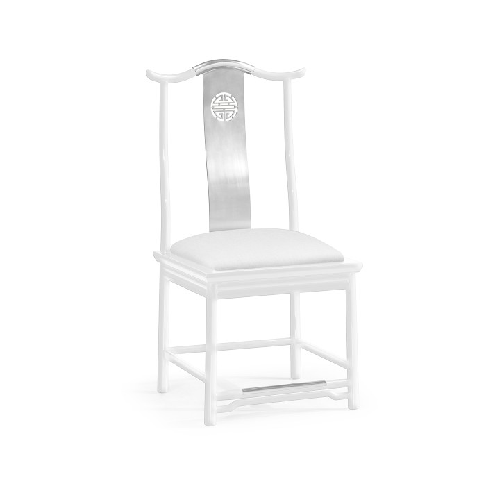 Fusion White Gloss & Stainless Steel Dining Side Chair