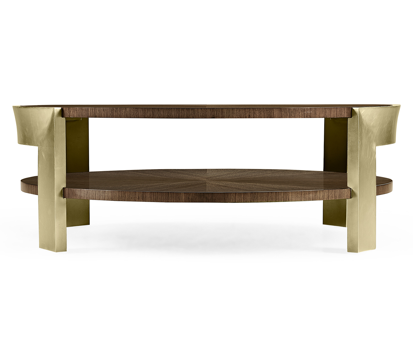 Gatsby Contemporary Round Dark Grey Walnut & Champagne Silver-leaf Coffee Table