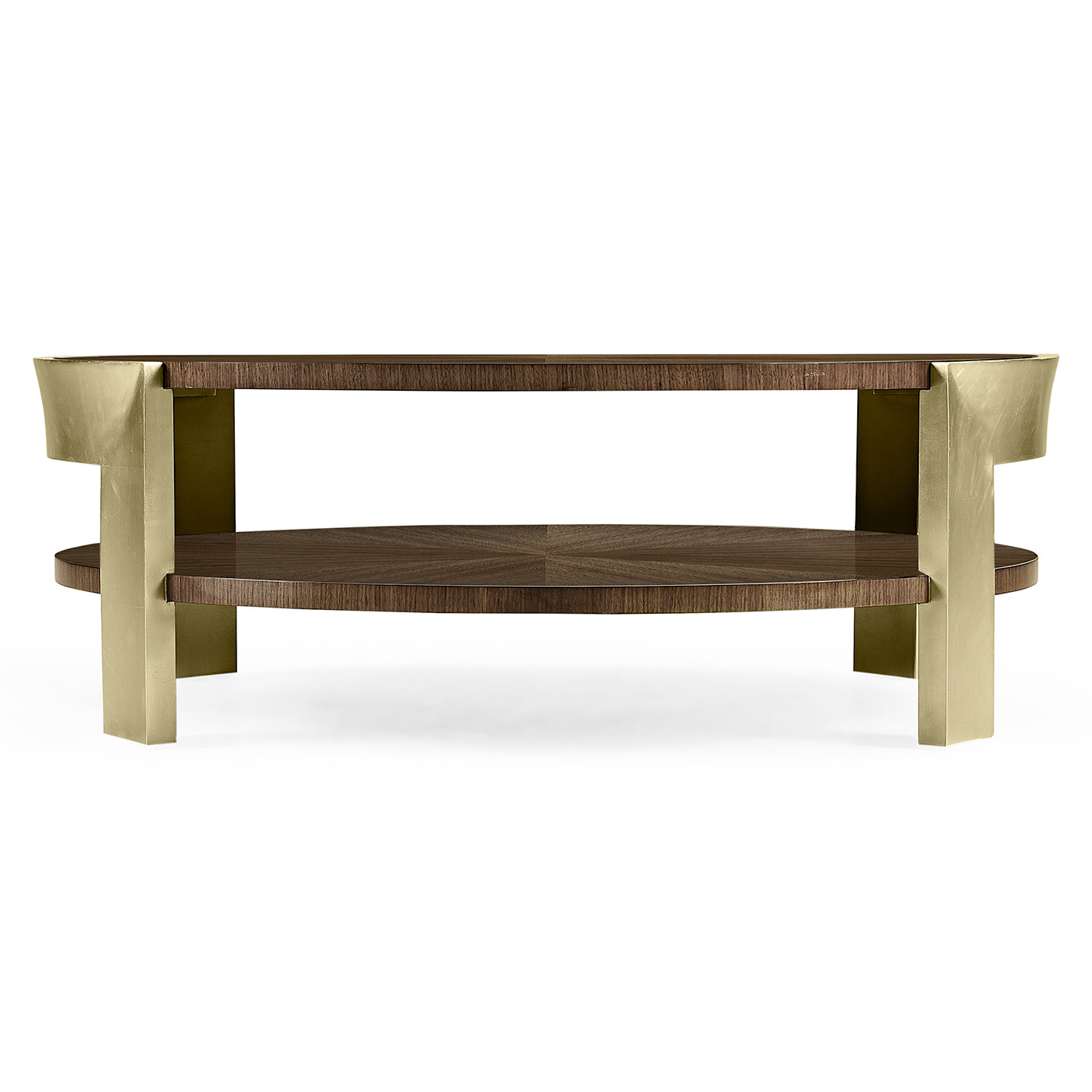 Gatsby Contemporary Round Dark Grey Walnut & Champagne Silver-leaf Coffee Table