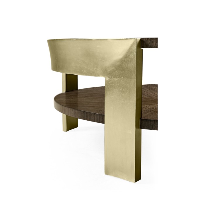 Gatsby Contemporary Round Dark Grey Walnut & Champagne Silver-leaf Coffee Table