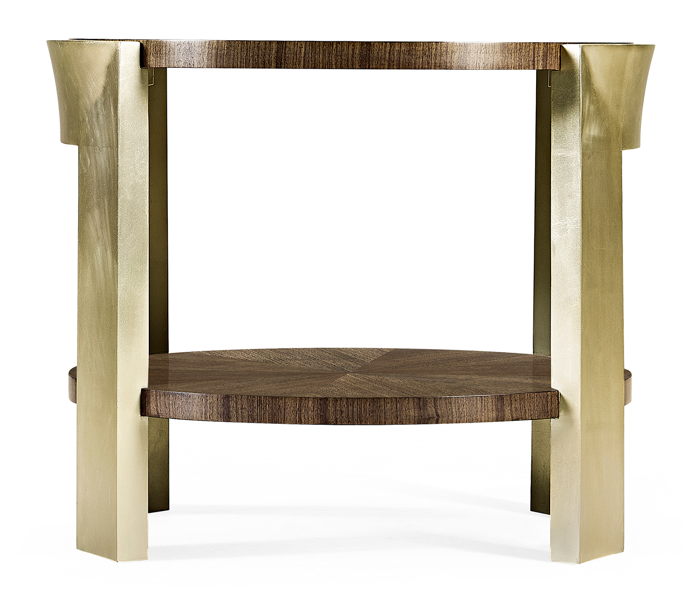 Gatsby Contemporary Round Dark Grey Walnut & Champagne Silver-leaf End Table