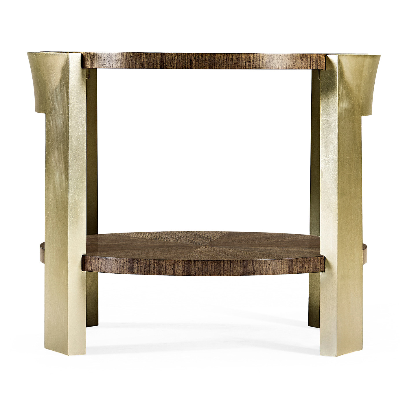 Gatsby Contemporary Round Dark Grey Walnut & Champagne Silver-leaf End Table