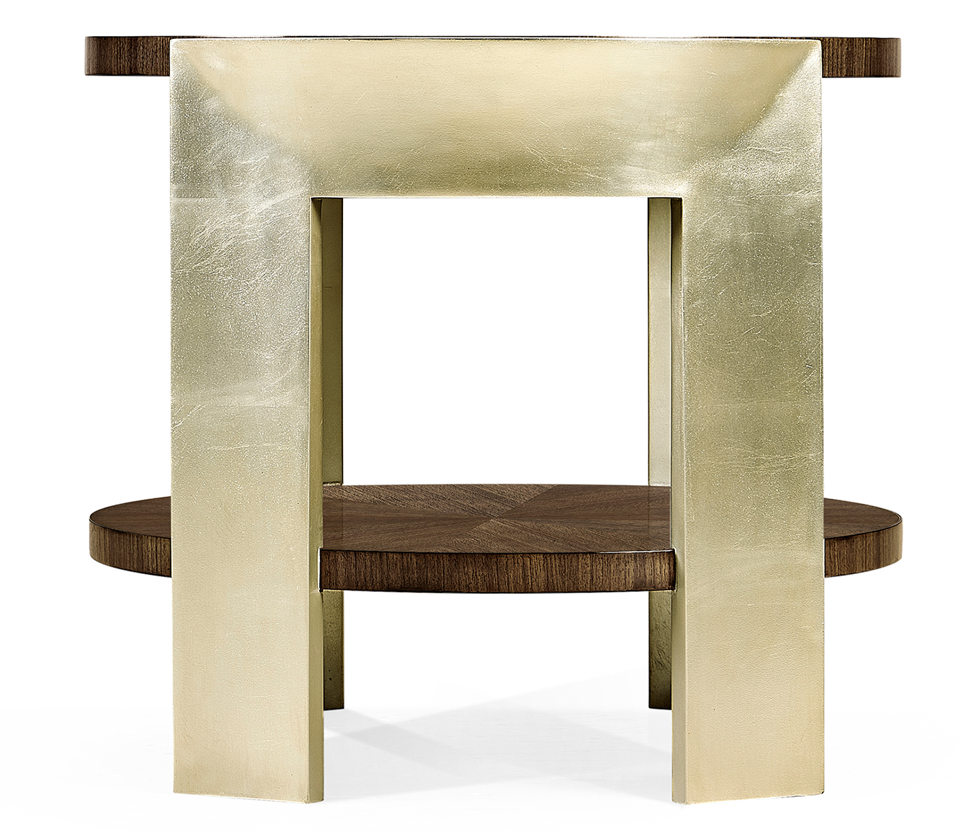 Gatsby Contemporary Round Dark Grey Walnut & Champagne Silver-leaf End Table