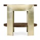 Gatsby Contemporary Round Dark Grey Walnut & Champagne Silver-leaf End Table