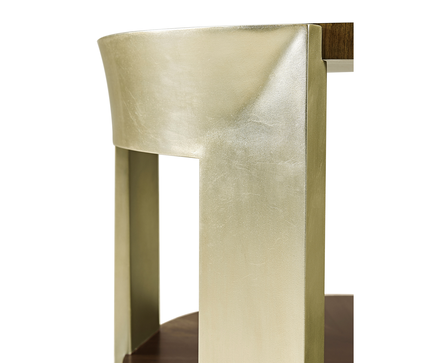 Gatsby Contemporary Round Dark Grey Walnut & Champagne Silver-leaf End Table