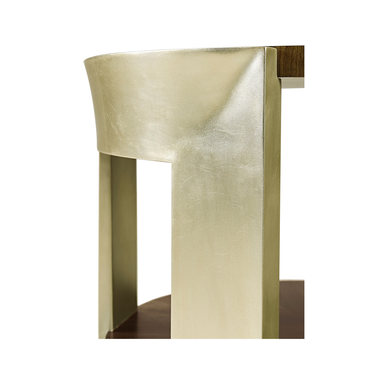 Gatsby Contemporary Round Dark Grey Walnut & Champagne Silver-leaf End Table