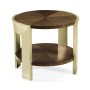 Gatsby Contemporary Round Dark Grey Walnut & Champagne Silver-leaf End Table