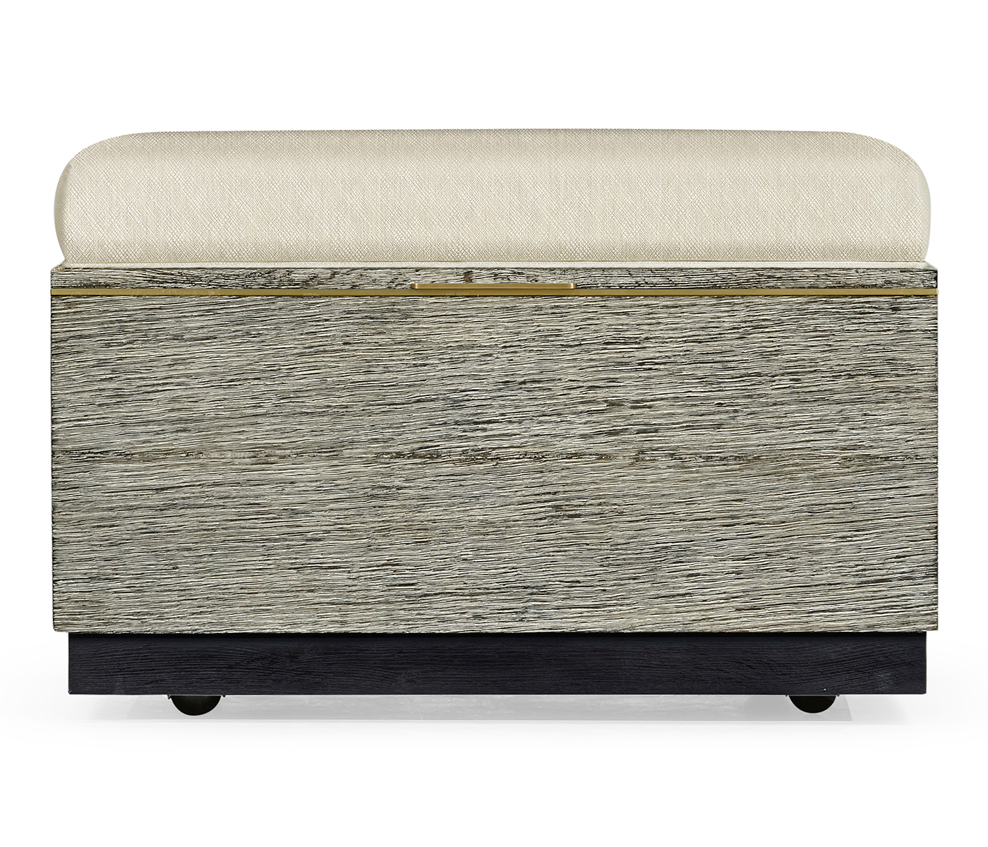 Geometric Dark French Oak Stool with Inside Storage on Wheels