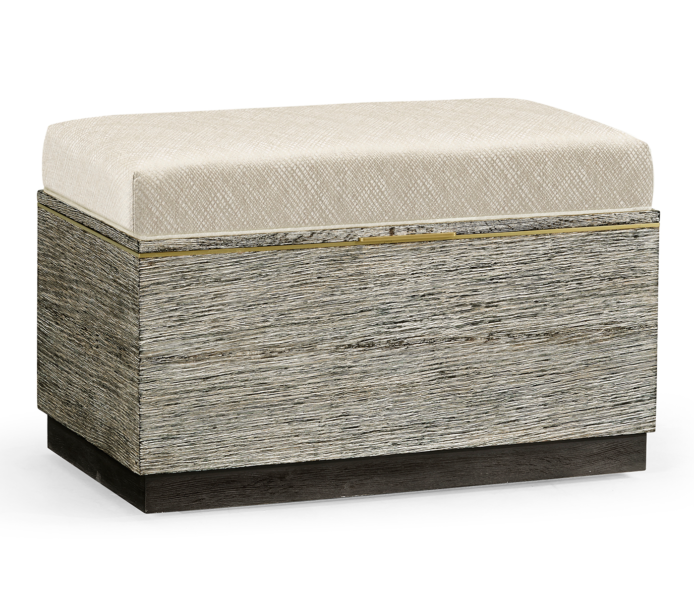 Geometric Dark French Oak Stool with Inside Storage on Wheels