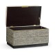 Geometric Dark French Oak Stool with Inside Storage on Wheels