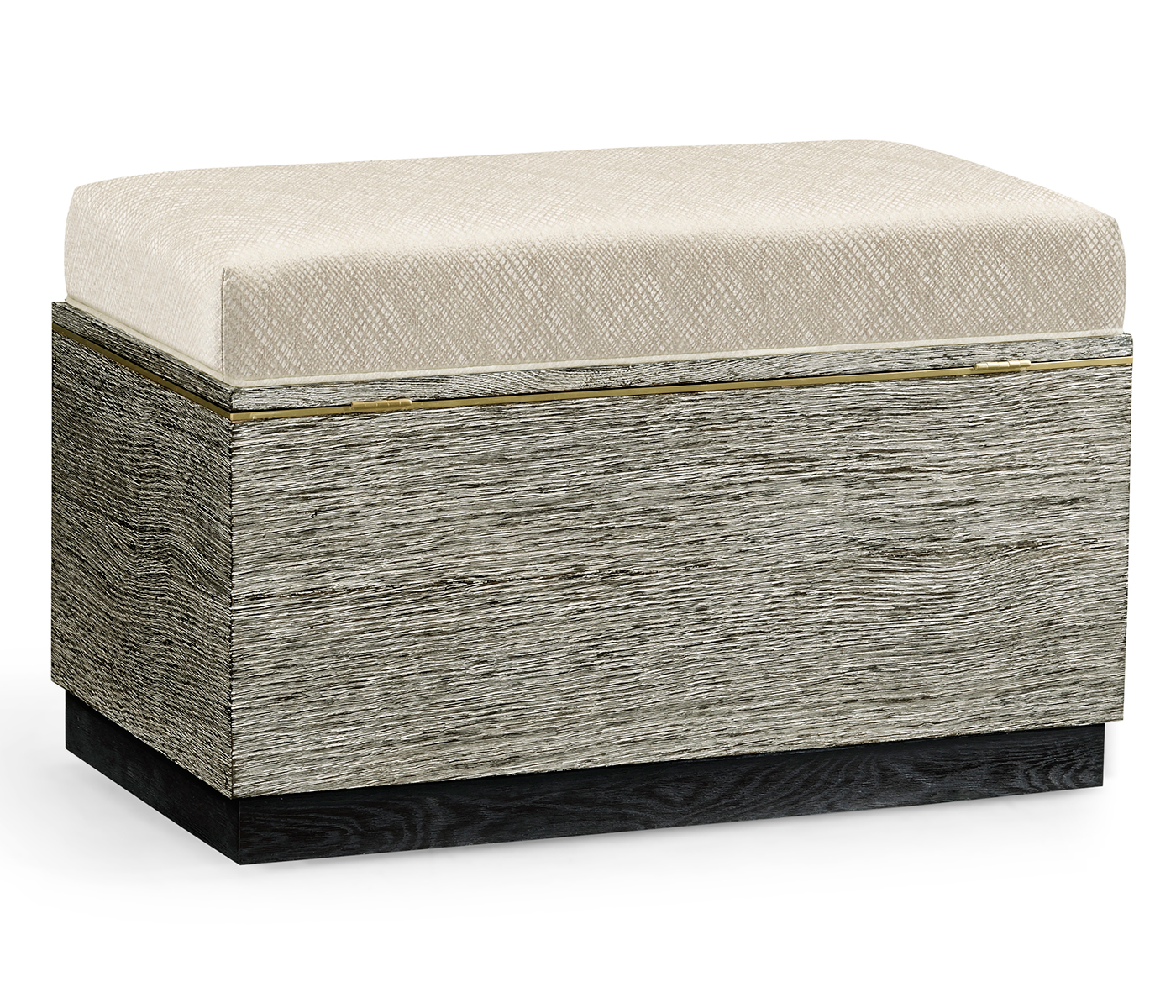 Geometric Dark French Oak Stool with Inside Storage on Wheels