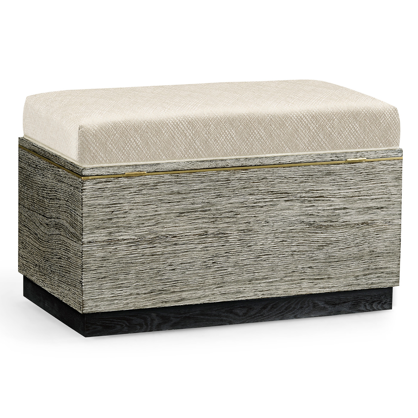 Geometric Dark French Oak Stool with Inside Storage on Wheels