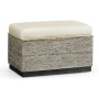 Geometric Dark French Oak Stool with Inside Storage on Wheels