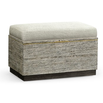 Geometric Dark French Oak Stool with Inside Storage on Wheels