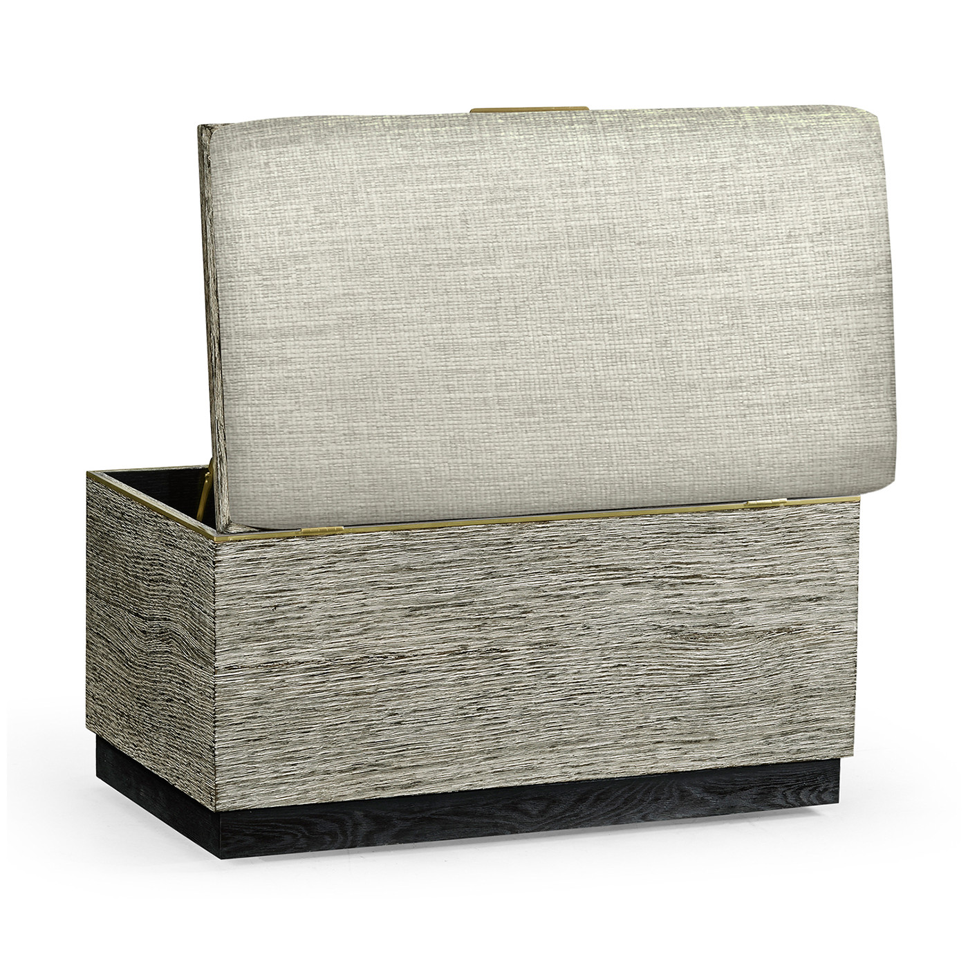 Geometric Dark French Oak Stool with Inside Storage on Wheels