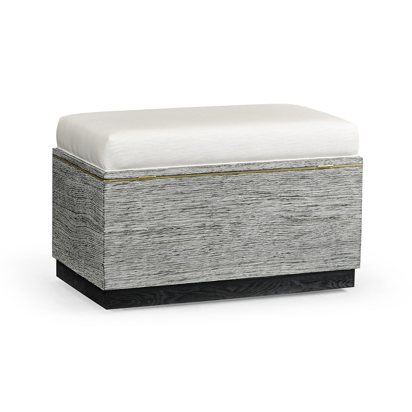 Geometric Dark French Oak Stool with Inside Storage on Wheels