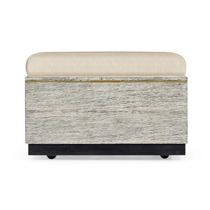 Geometric Light French Oak Stool with Inside Storage on Wheels