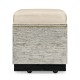 Geometric Light French Oak Stool with Inside Storage on Wheels