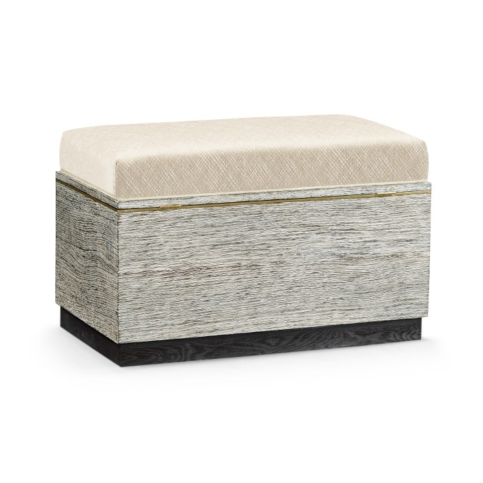 Geometric Light French Oak Stool with Inside Storage on Wheels