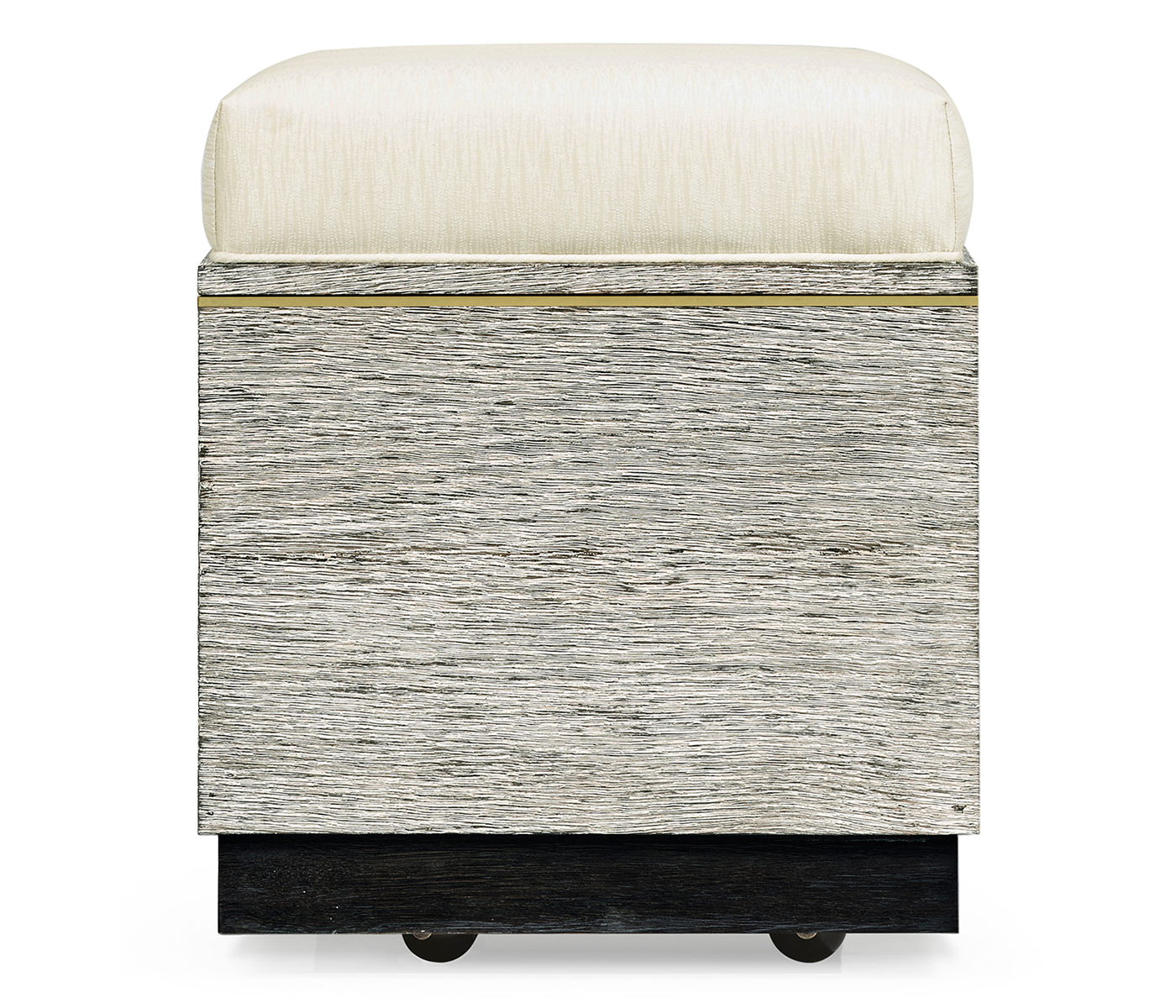 Geometric Light French Oak Stool with Inside Storage on Wheels